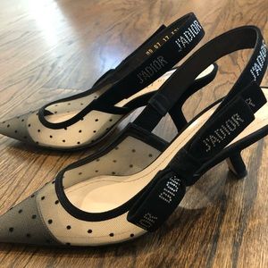 Dior j’adior Swiss dot and crystal slingback heels s 7.5